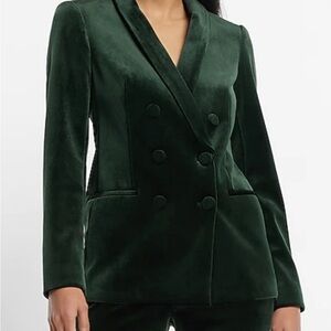 Express Forest Green Velvet Blazer NWT